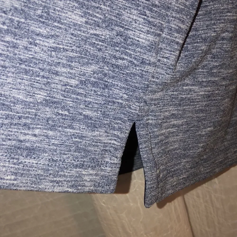 Athleta GIRL 16/XXL Heather Blue Blush Pink Cuffed Short Sleeve High Low Tee